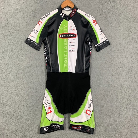 Pearl Izumi Skinsuit Trisuit Men's XL Black/Green Padded Bike Cycling One Piece